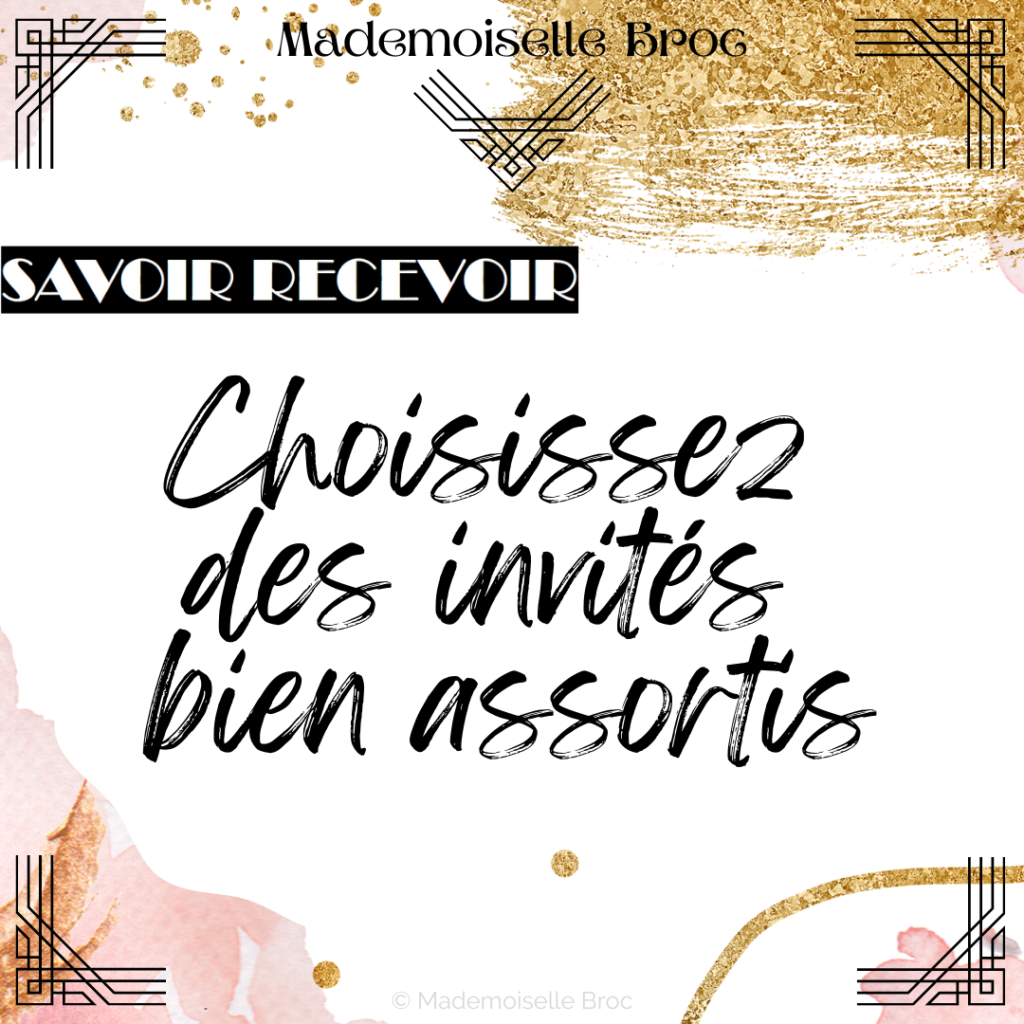 Illustration carrée avec le etxte "Choisissez des invités bien assortis"